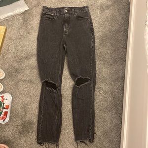 Black Abercrombie Ultra High Rise Mom Jeans